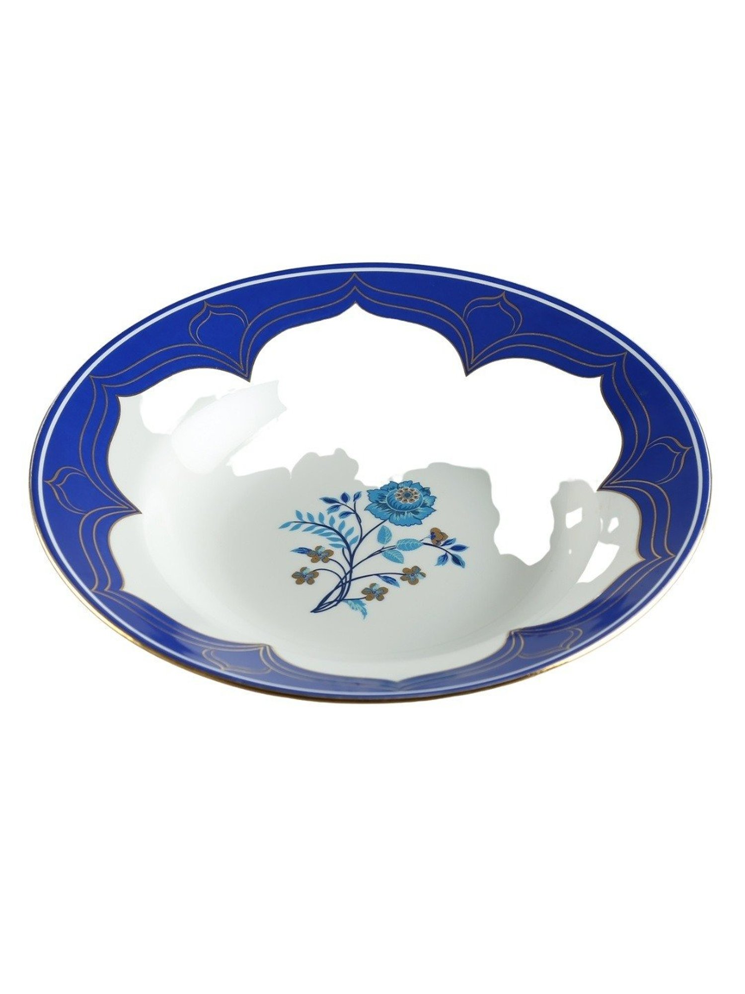 India Circus Color Bordered White & Blue Bone China Pasta Plate - Set Of 2