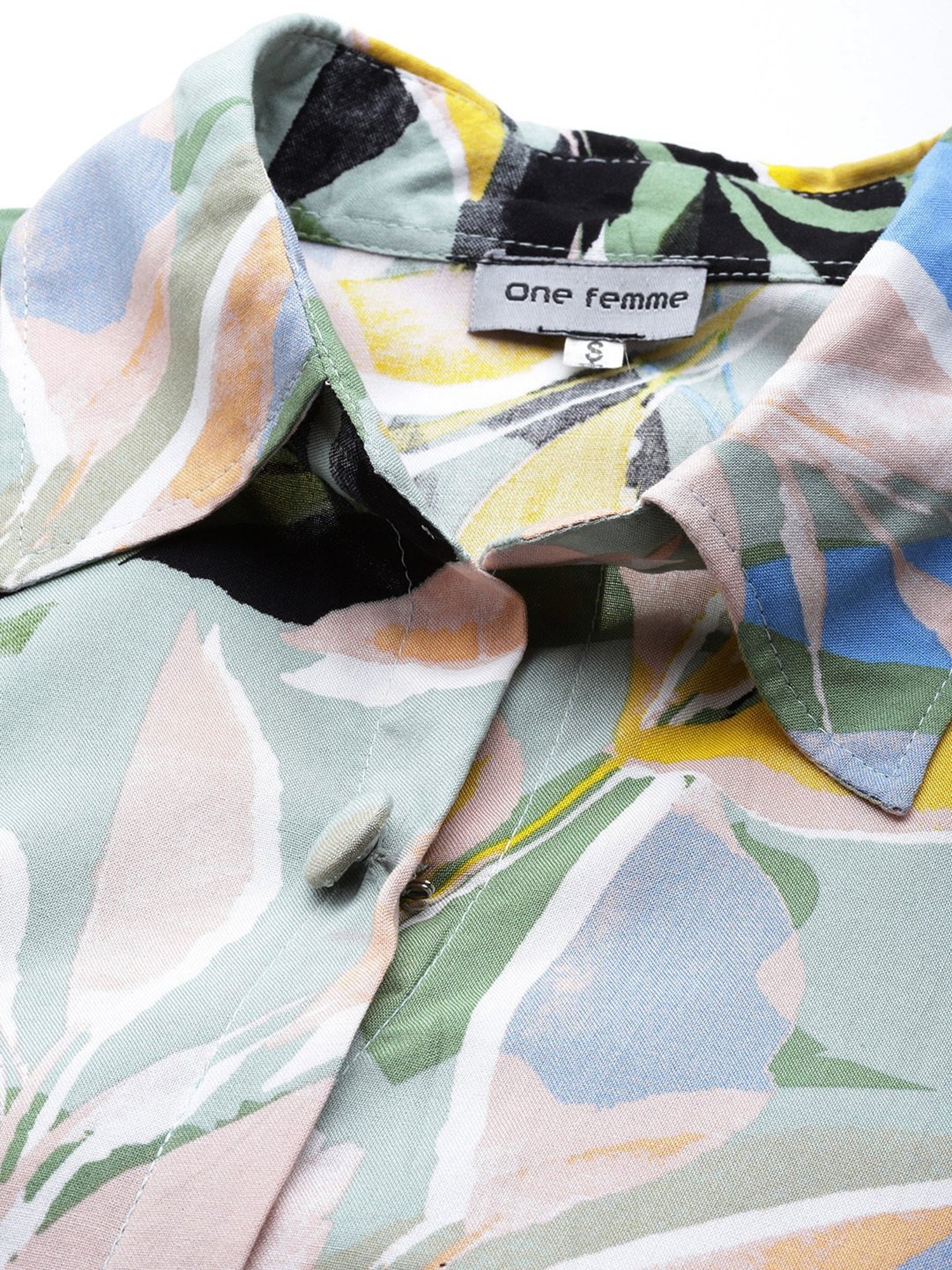 One Femme Multicolor Print Shirt With Pants