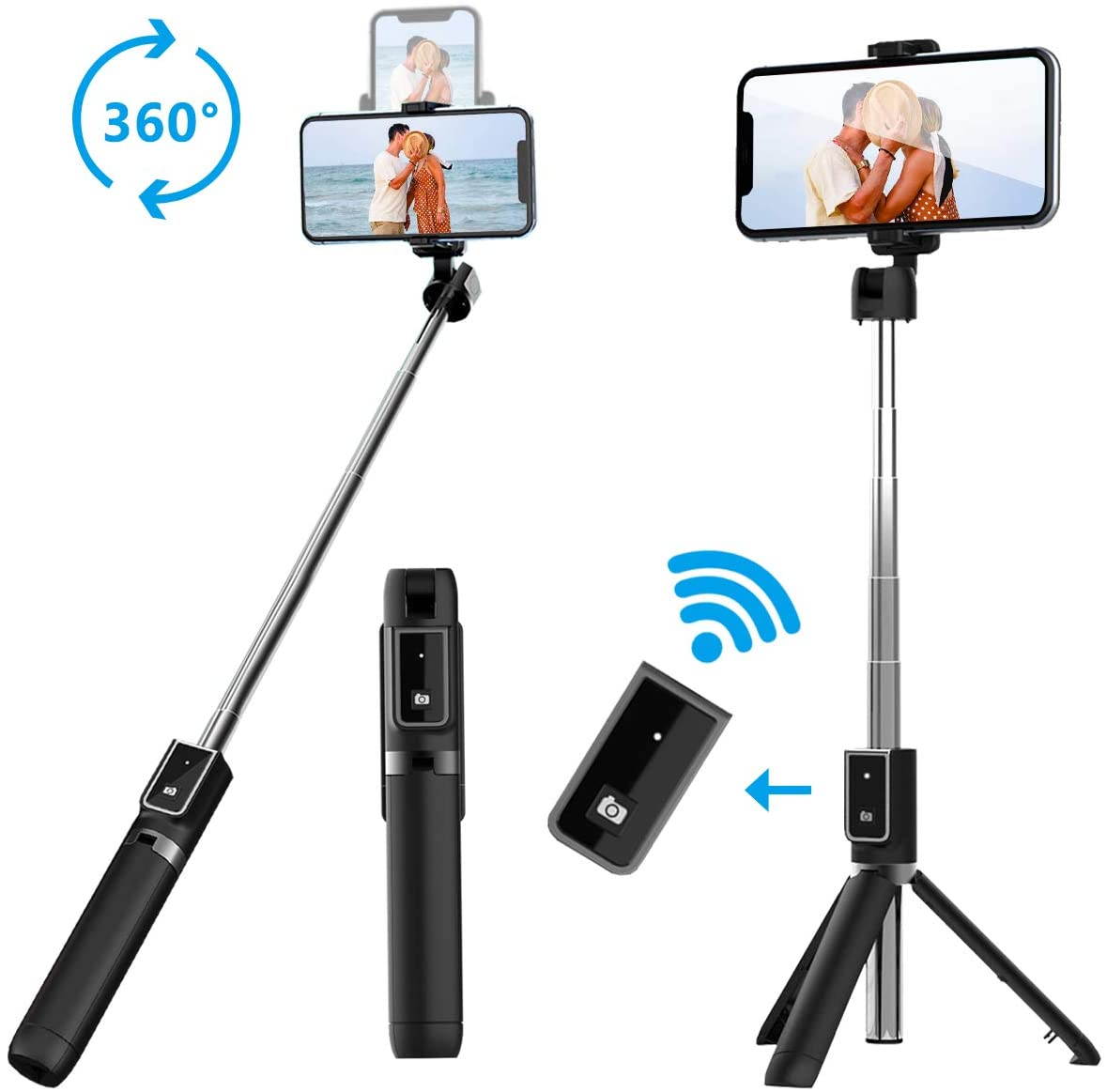 Selfie Stick Tripod, Extendable Selfie Stick with Detachable Wireless Remote and Tripod Stand Selfie Stick for iPhone 11/11 pro/X/8/7/6s/6,Samsung Galaxy S10/S9/S8/S7/Note 9/8,Huawei and More