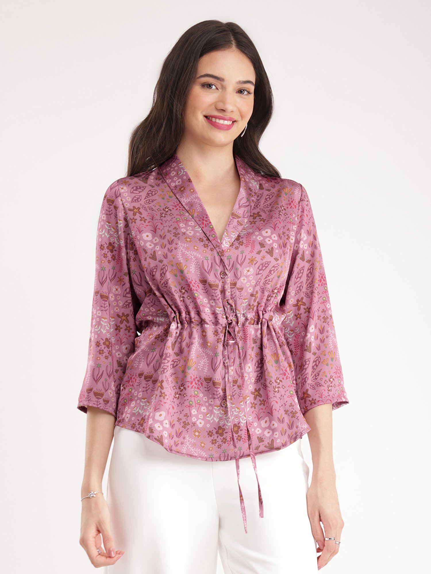 Fablestreet Pink Floral Print Top
