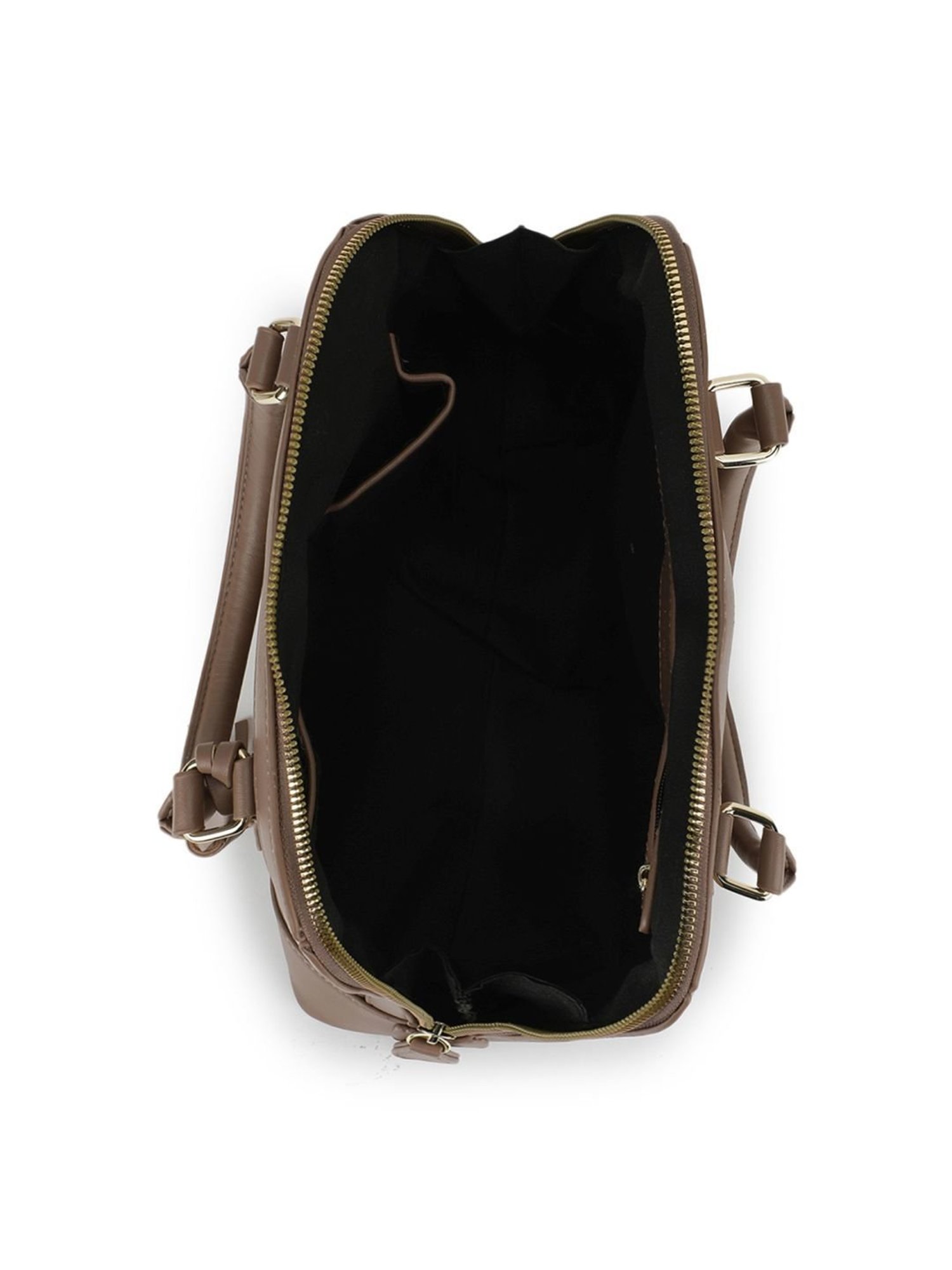 Tyra Iris Taupe Solid Faux Leather Handbag