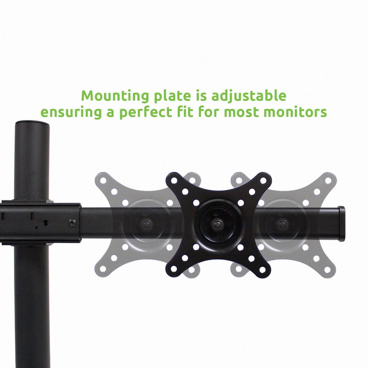 NavePoint Triple LCD Curved Monitor Mount Stand Free Standing With Adjustable Tilt Holds 3 Monitors Up To 24-Inches Black