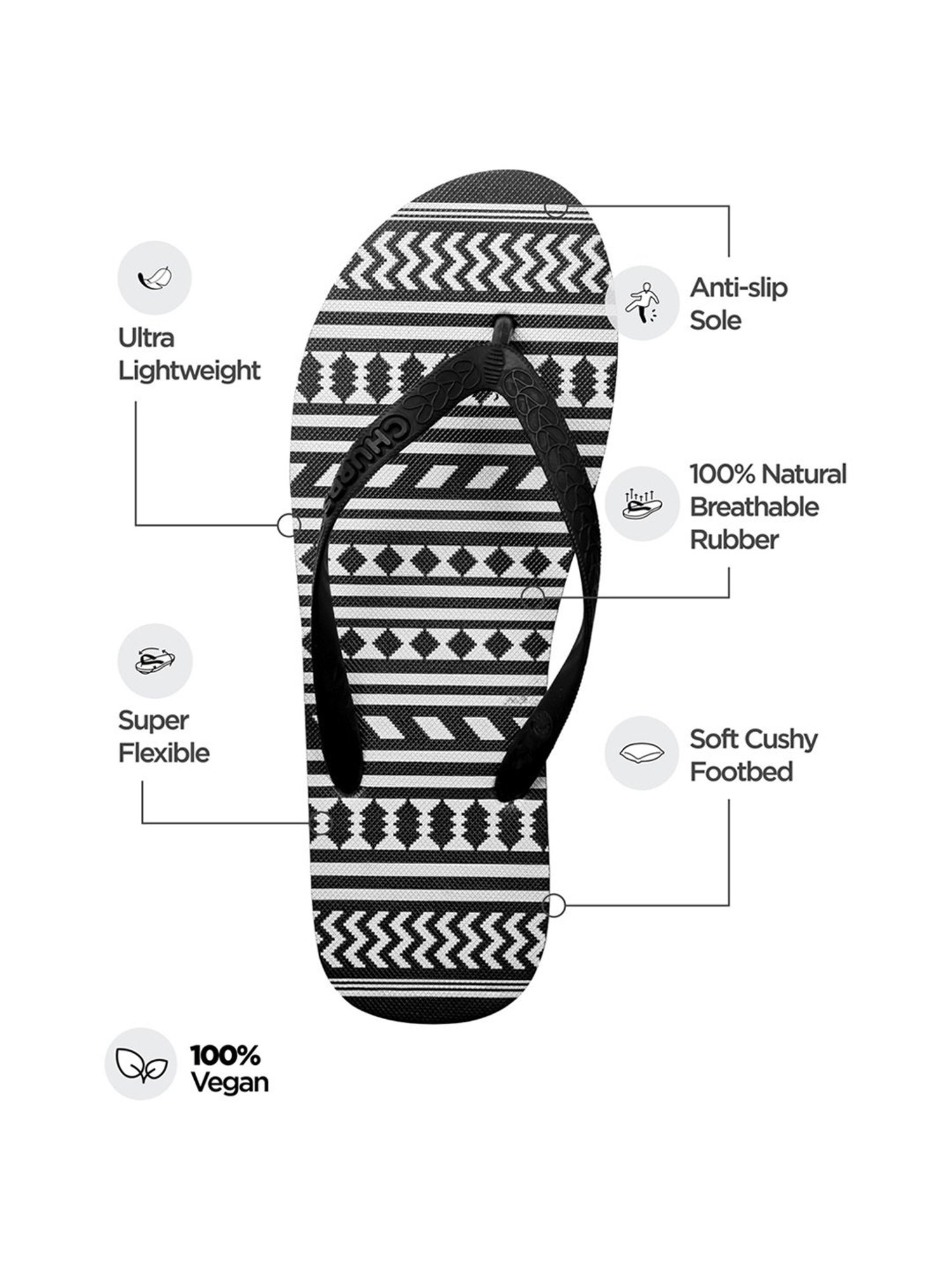 Chupps Men's Black Flip Flops