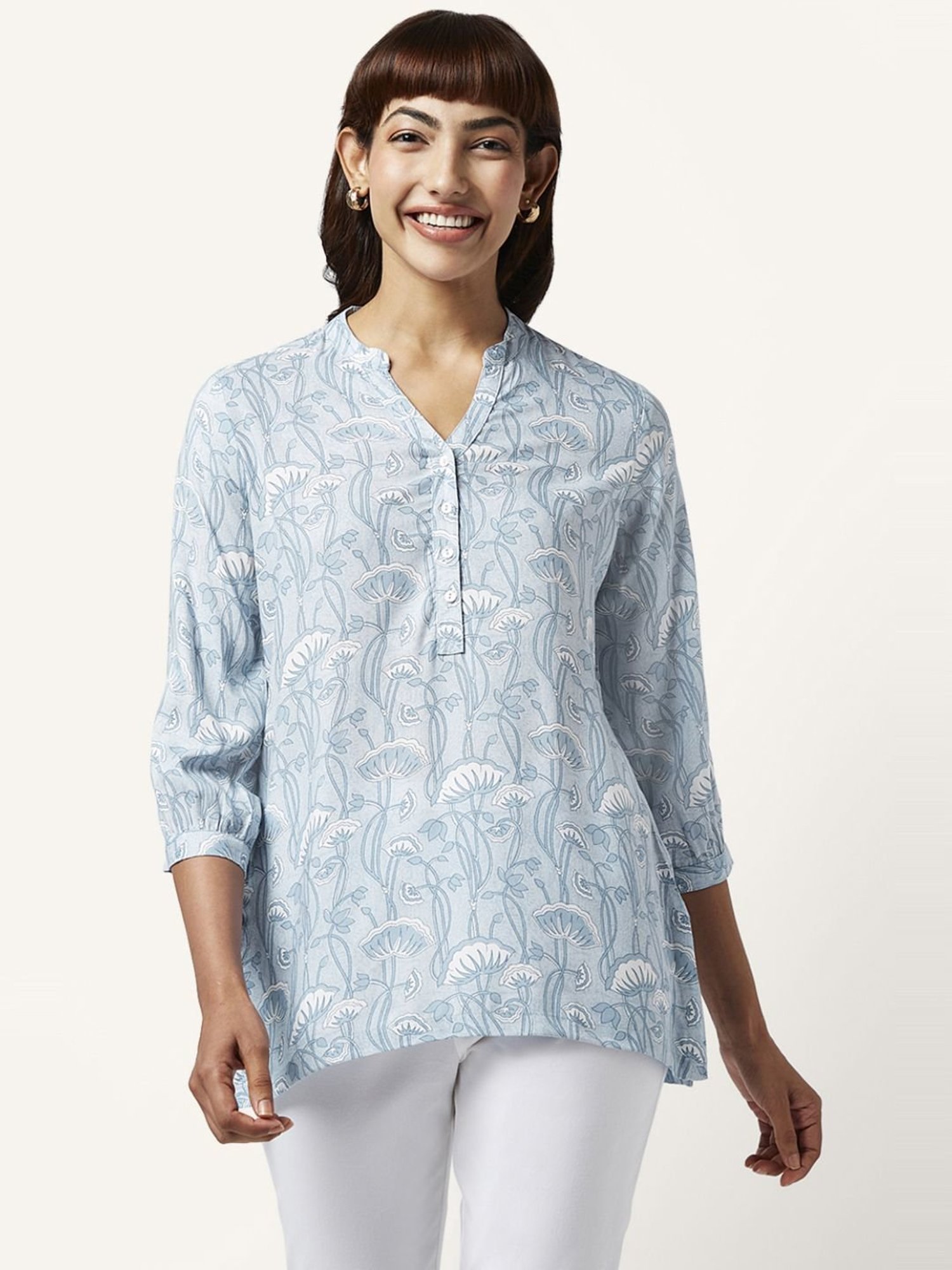 Akkriti by Pantaloons Blue Printed Tunic
