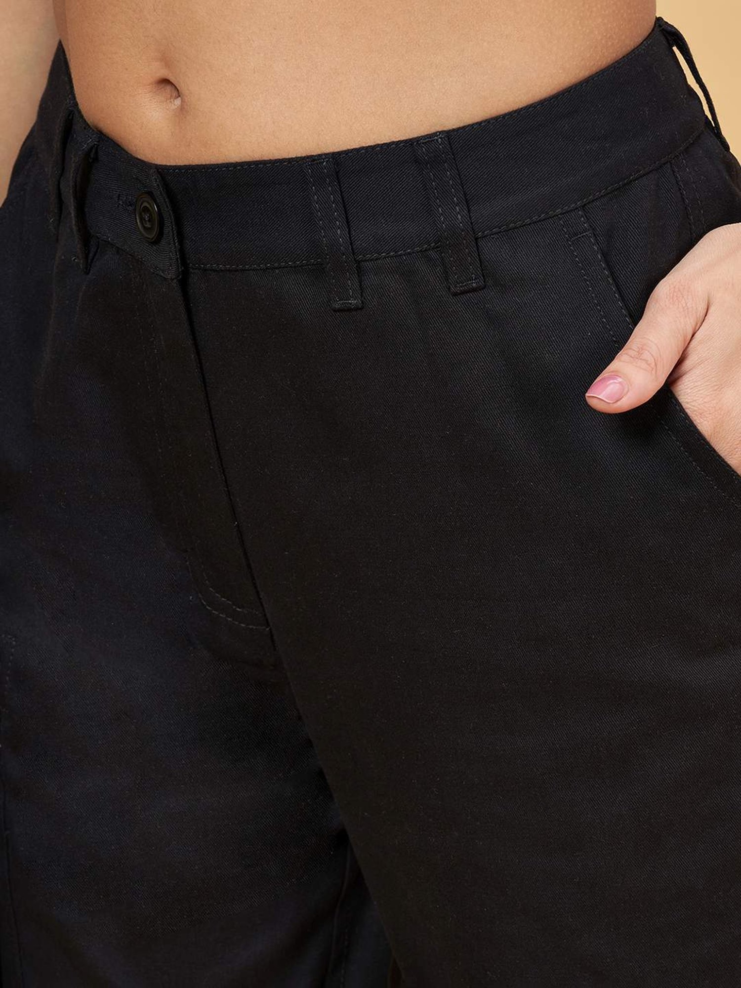 SF Jeans by Pantaloons Jet Black Mid Rise Cargo Joggers