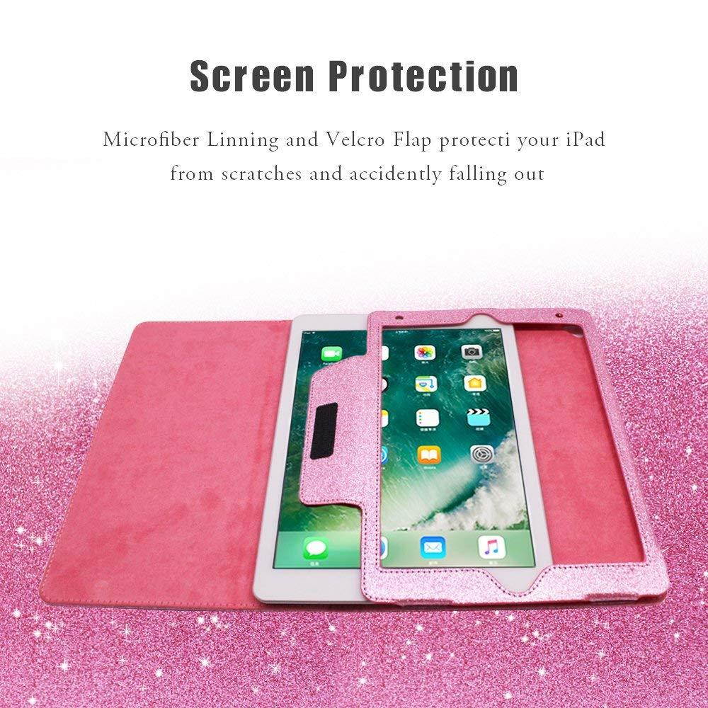 2018 NEW iPad/iPad Air/Air2/Pro 9.7 Glitter Case,FANSONG Bling Sparkle PU Leather Smart Cover [Flip Stand Function] [Auto Sleep/Wake] Universal Case for Apple iPad Air/Air2/Pro 9.7 (Bling Pink)