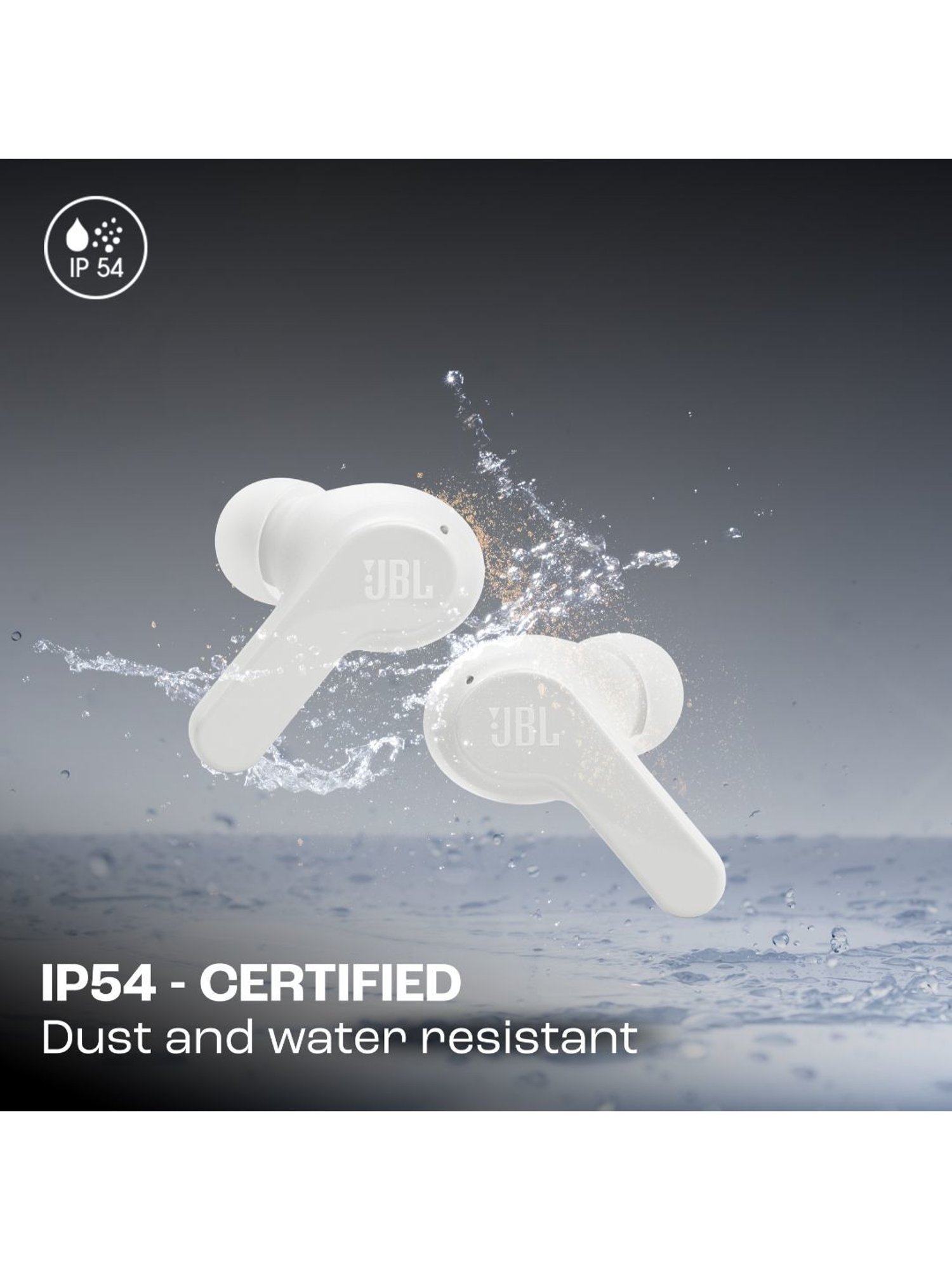 JBL Wave Beam TWS, 32Hr, Deep Bass, Dual Mode, Quick Charge, IP54, Smart Ambient & TalkThru (White)