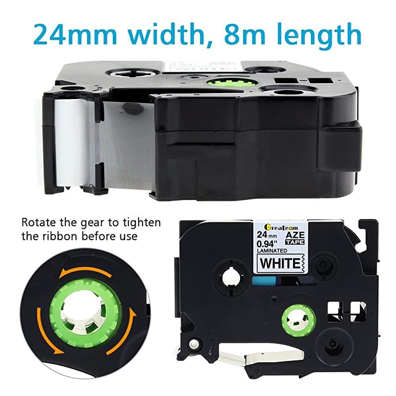 Compatible Label Tape Replacement for Brother PTouch 24mm TZe Tapes TZe151 TZe251 TZe451 TZe551 TZe651 TZe751 Laminated 1 Inch Label Maker Tape Use for Brother PTD600 PTP700 PTP750W 6PK