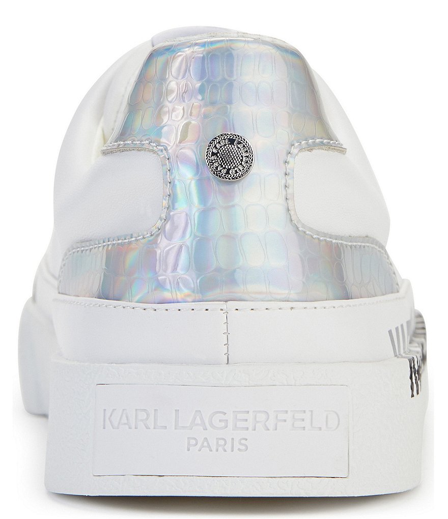 KARL LAGERFELD PARIS Josie Iridescent Leather Logo Slip-On Sneakers