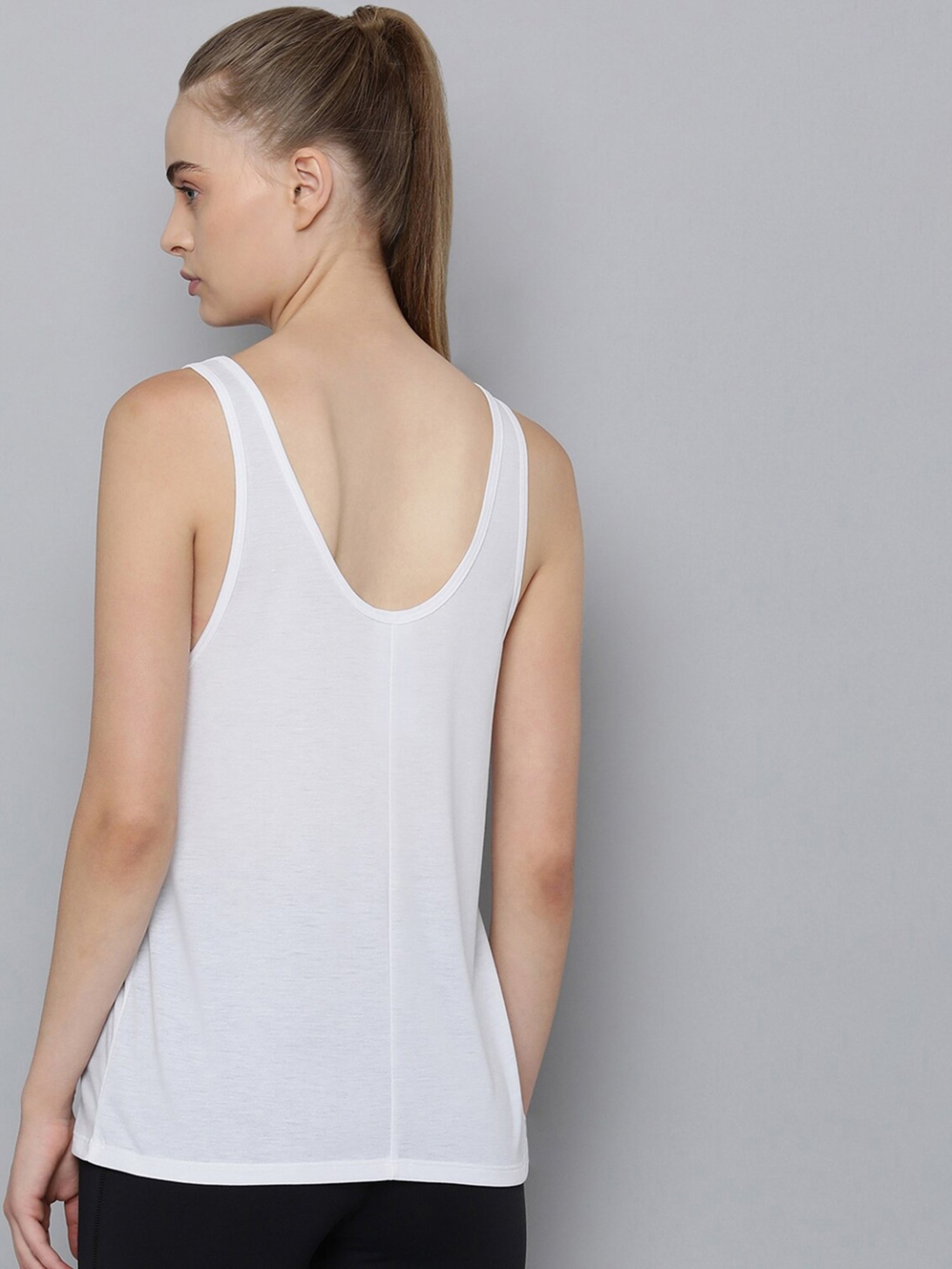 Reebok White Printed Tank Top