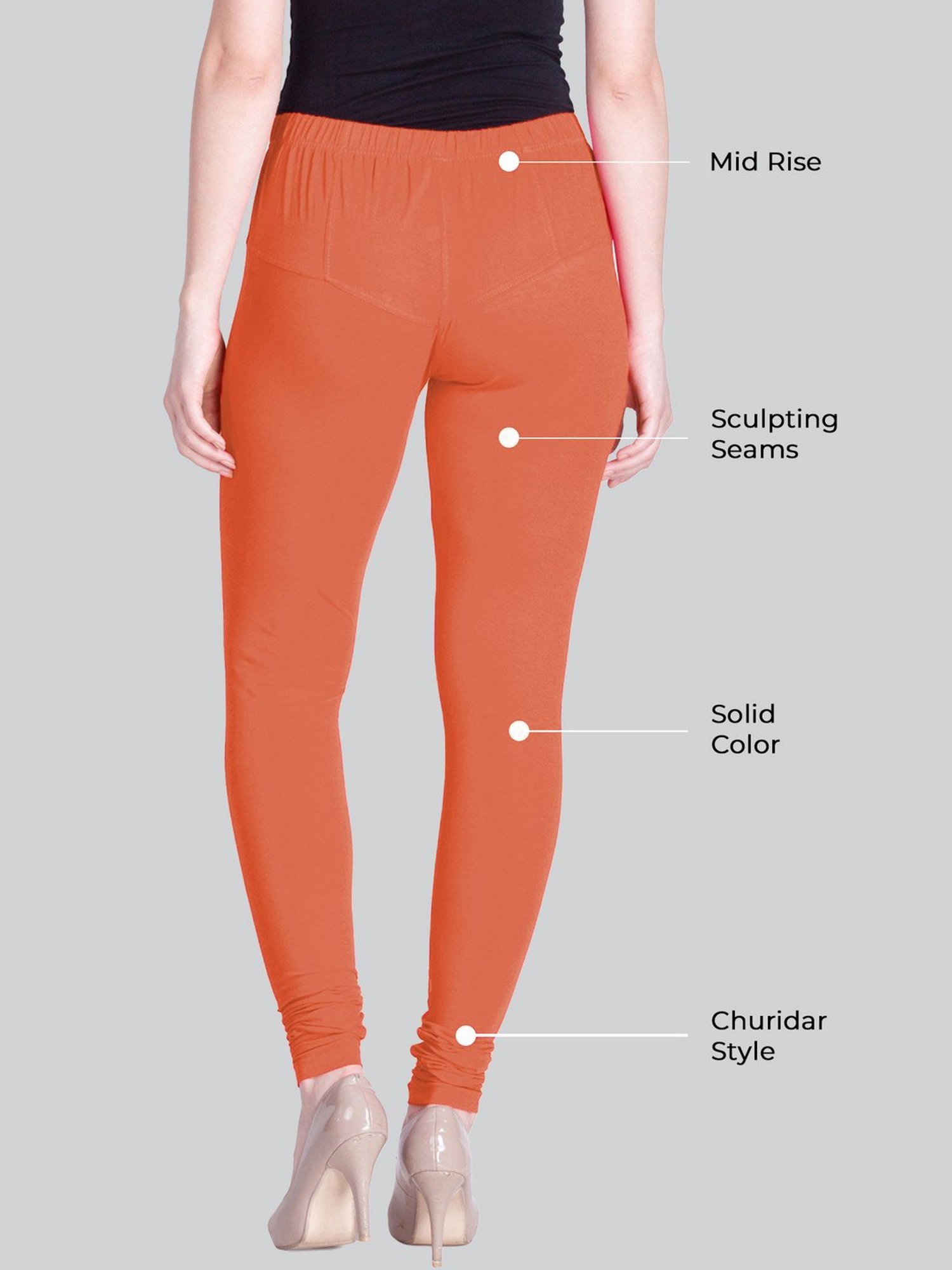 Lyra Peach Cotton Full Length Leggings