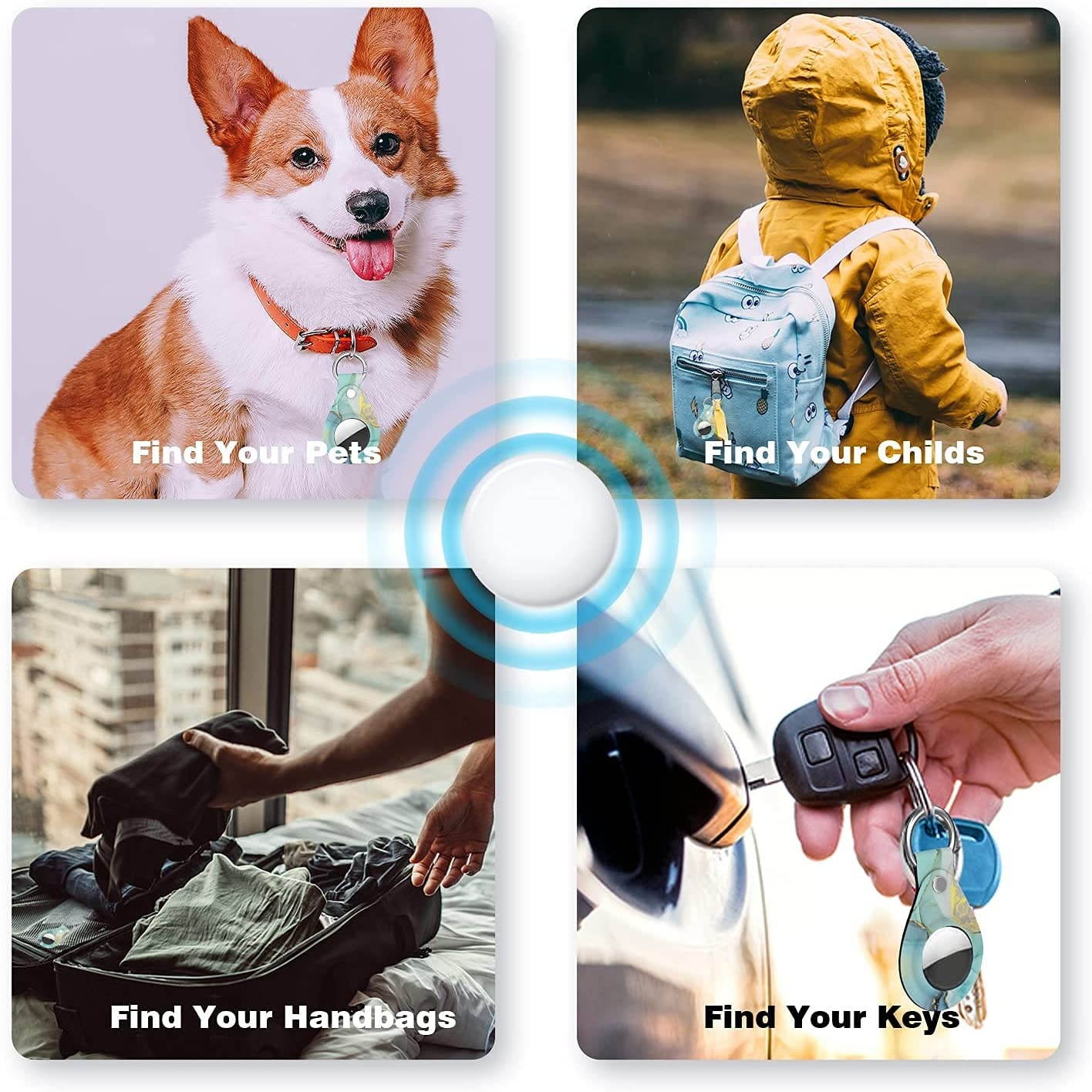 Maxjoy Compatible with AirTag Case, Cute Protective Case with Anti-Lost Keychain Shockproof Scratch Resistant Skin Cover Designed for Apple AirTag Tracker Device Key Phone Finder 2021, Mint Green