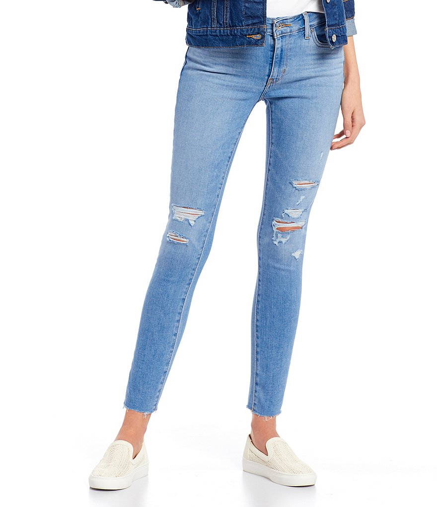 Levi's&reg; 711 27#double; Inseam Ankle Length Distressed Skinny Jeans