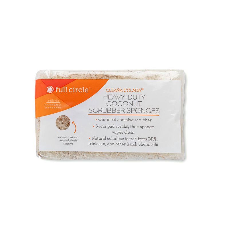 Full Circle Cleaa Colada Coconut Scrubber Sponge - 2pk
