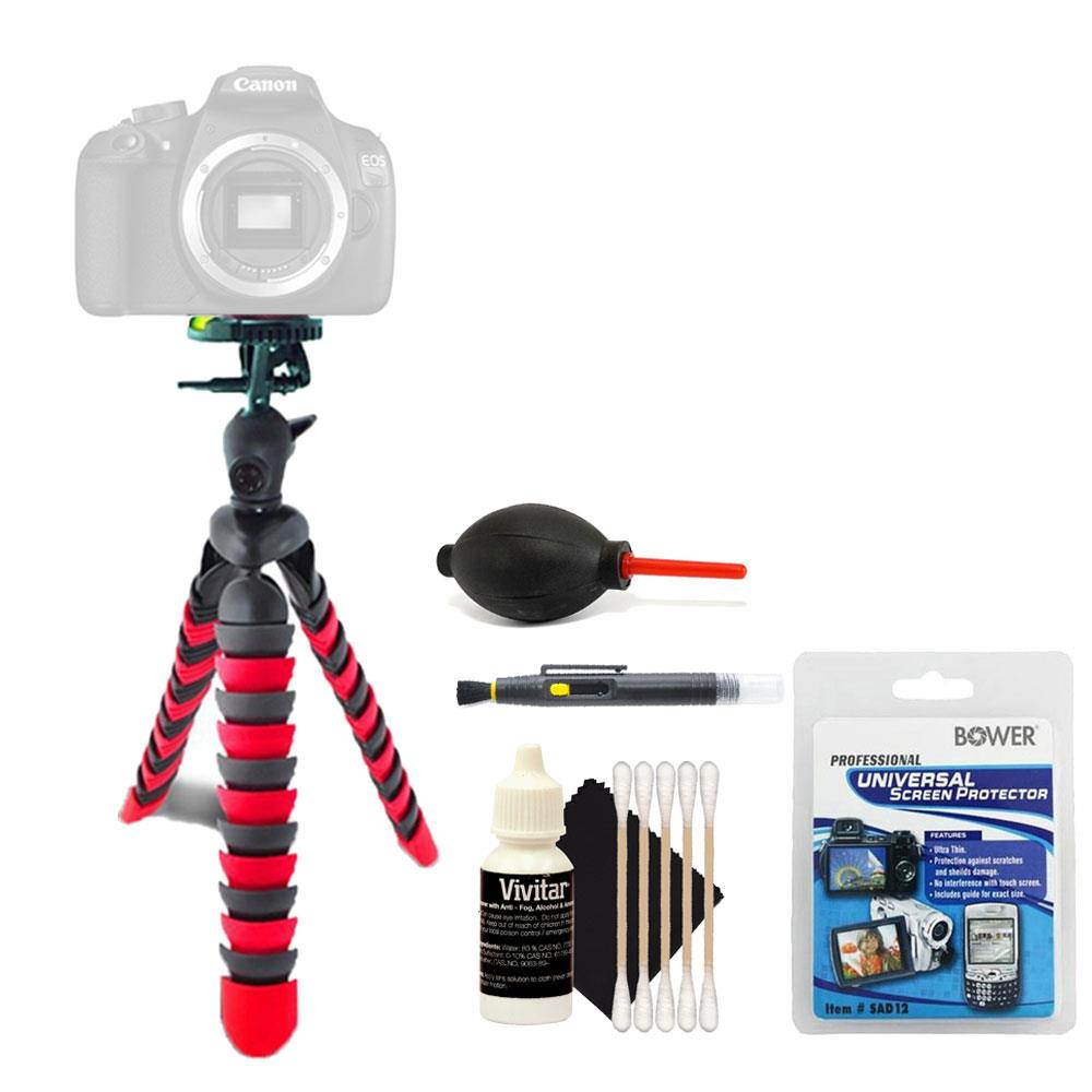 Flexible Tripod + Screen Protector + Lens Pen + Dust Blower + 3pc Cleaning Kit