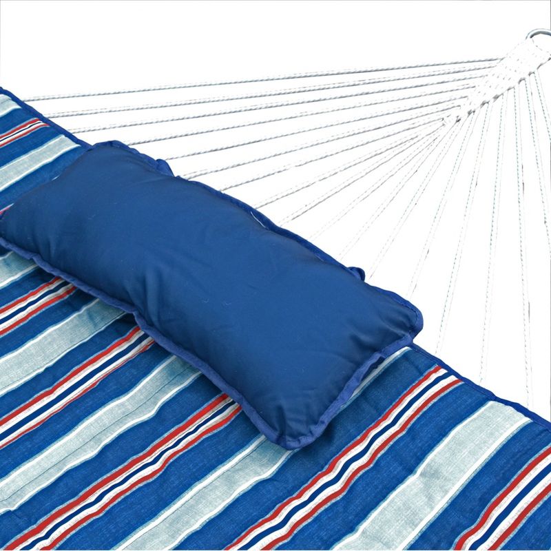 12' Cotton Rope Hammock, Stand, Pad & Pillow Combination Set - Blue - Algoma