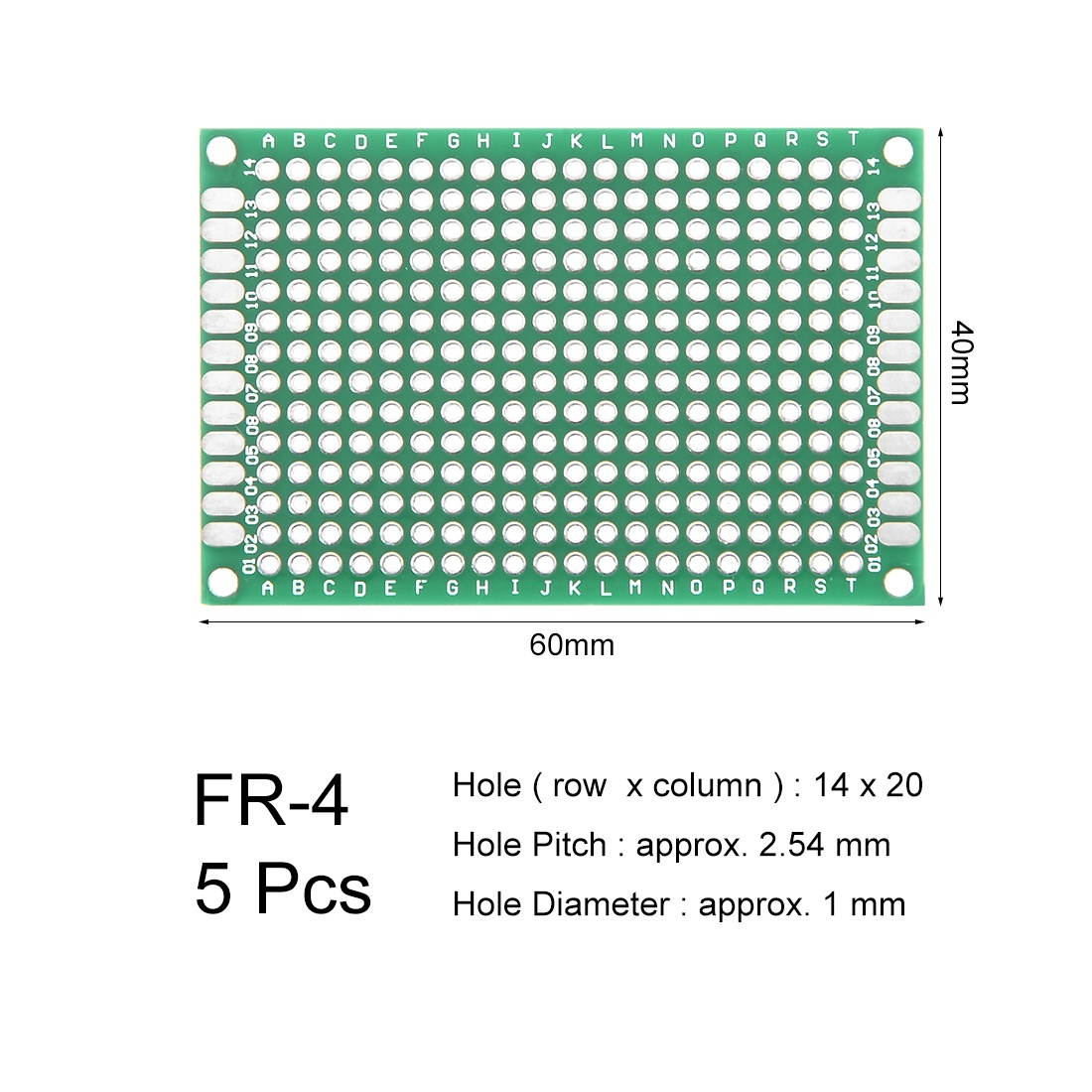 Global Bargains 4x6cm Double Sided Universal Printed Circuit Board for DIY Soldering 5pcs