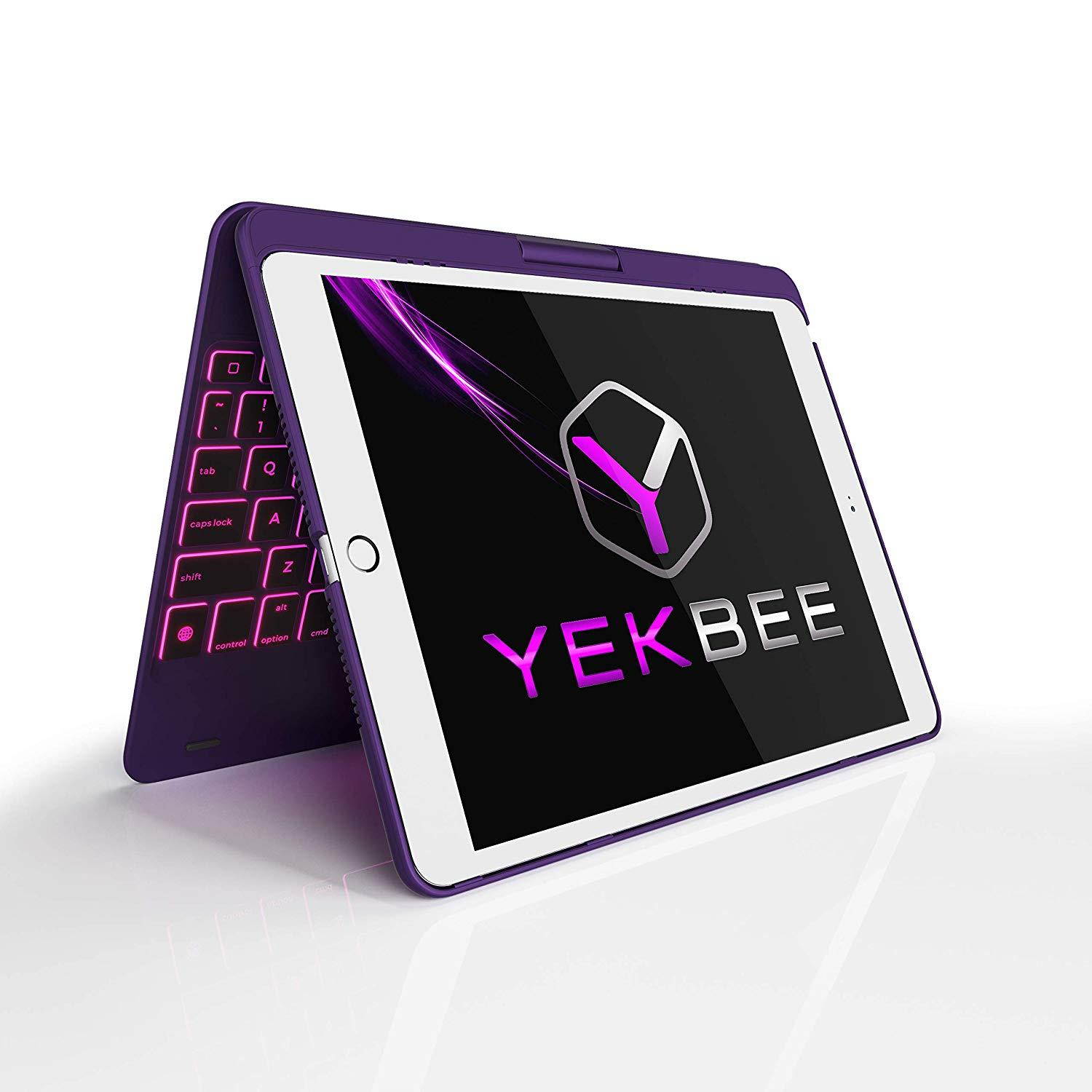 iPad Keyboard Case for iPad 2018 (6th Gen) - iPad 2017 (5th Gen) - iPad Pro 9.7 - iPad Air 2 & 1 - Thin & Light - 360 Rotatable - Wireless/BT - Backlit 10 Color - iPad Case with Keyboard (Violet)