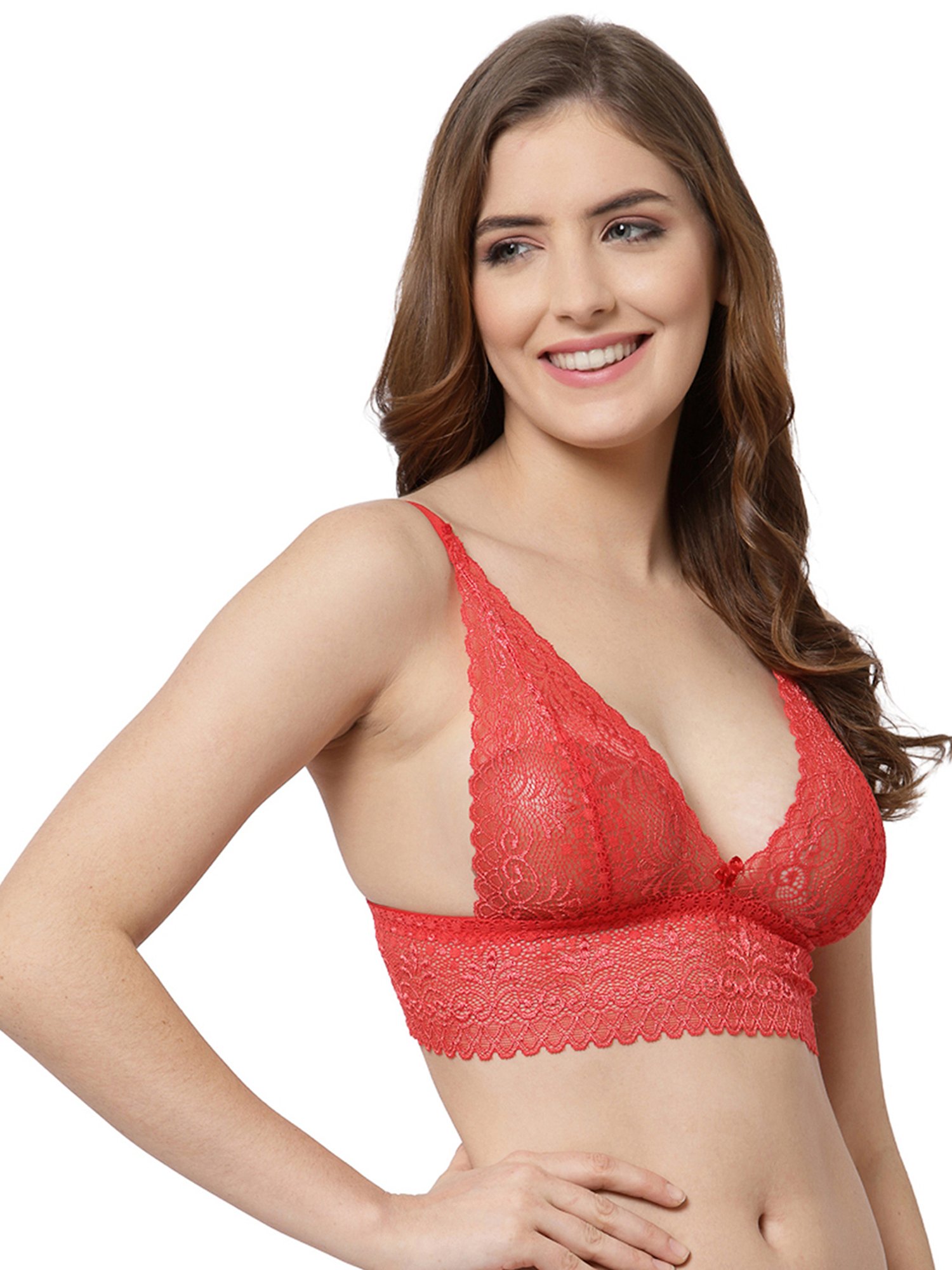 Cukoo Red Lace Full Coverage Non-Padded Bralette
