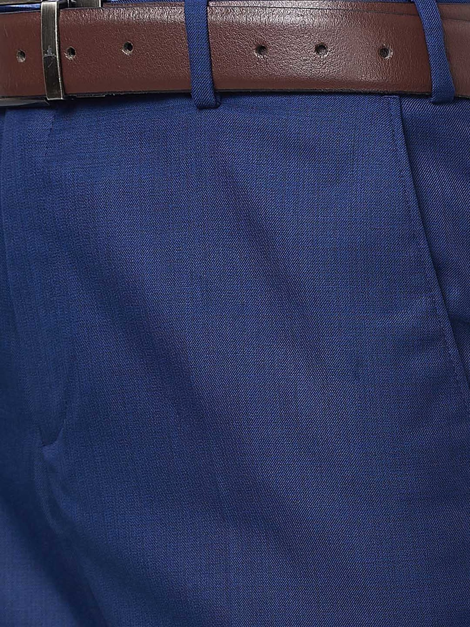 Raymond Blue Slim Fit Flat Front Trousers