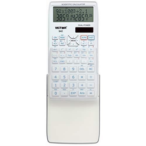 940 10Digit Advanced Scientific Calculator with 2 Line Display Battery and Solar Hybrid Powered LCD Display Great for Students and Professionals White