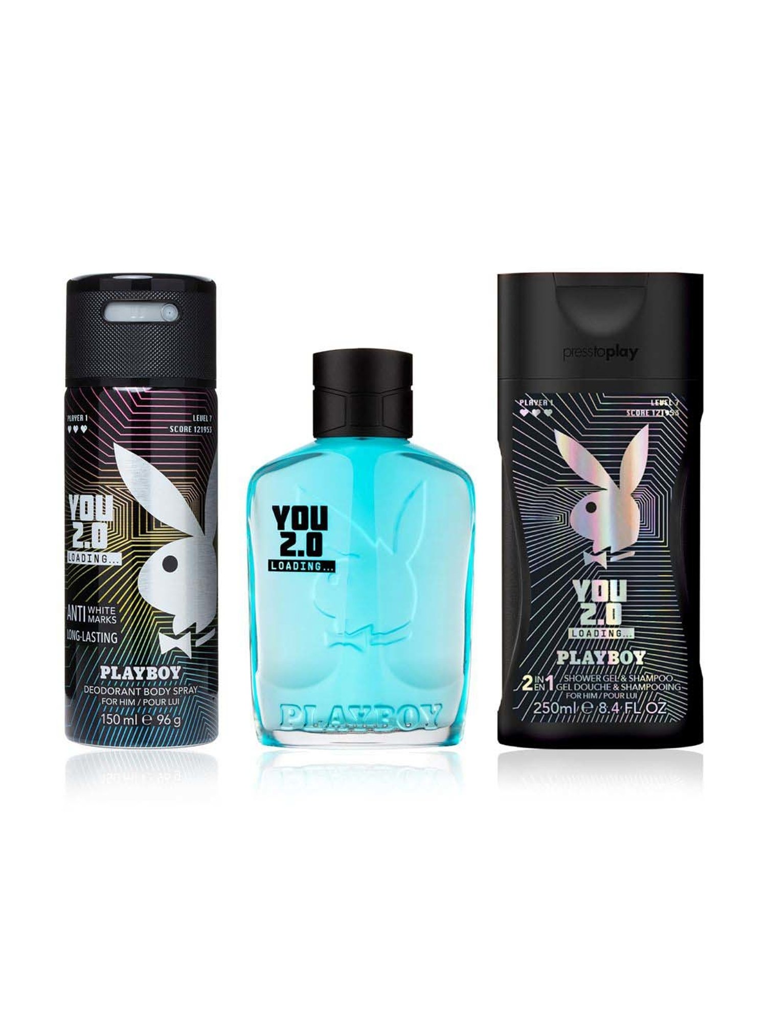 Playboy You 2.0 Loading Deodorant Spray, Eau de Toilette & Shower Gel Virtual Gift Set