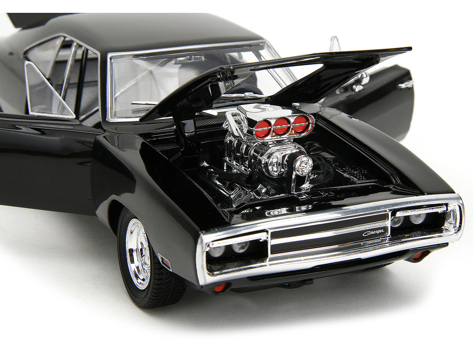 Dodge Charger R/T Black with Dom Diecast Figure "Fast & Furious" (2009) Movie "Hollywood Rides" Series 1/24 Diecast Model Car by Jada