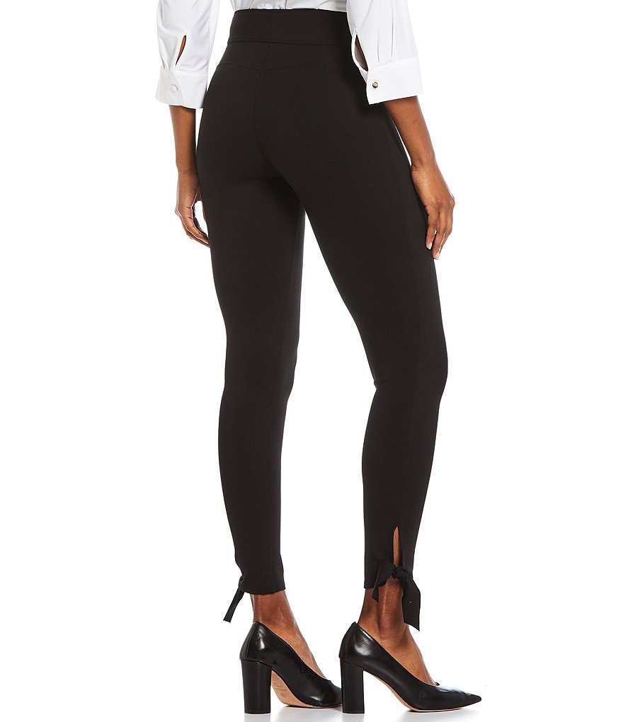 Slim Factor by Investments Solid Ponte Classic Waist Ankle with Tie Knot Hem Leggings