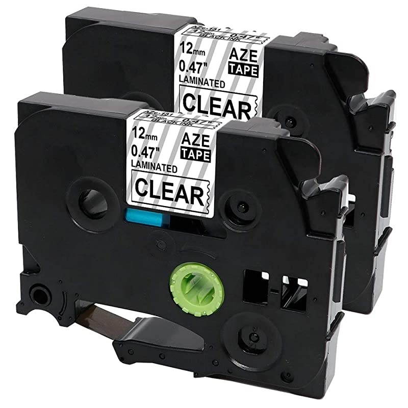 Compatible Label Tape Replacement for TZe131 TZ131 Compatible with Brother P Touch Black on Clear Tape 12 Inch 262 Feet 2 Pack