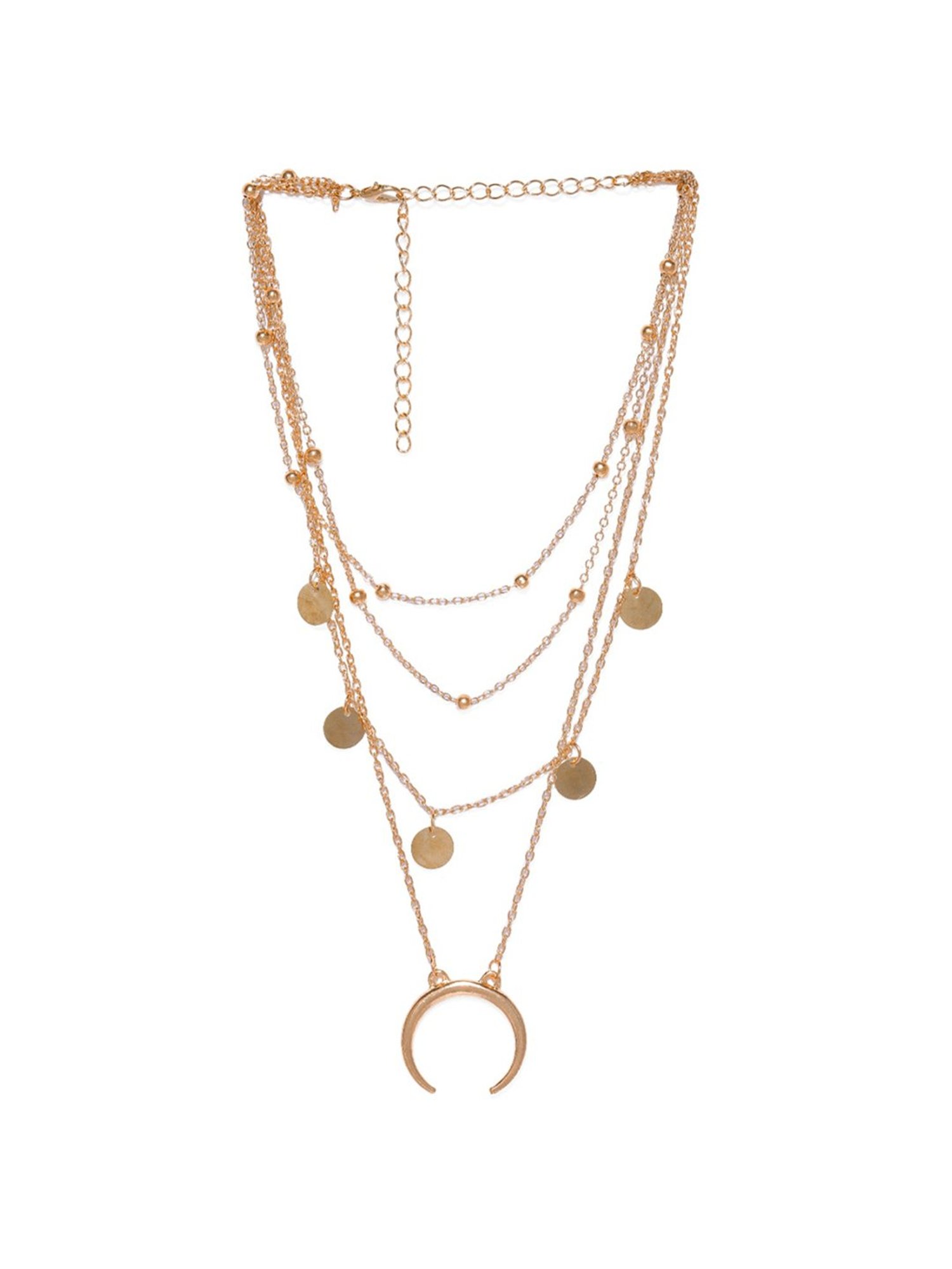 Karatcart Golden Sea Shell and Textured Disk Multicharm Multilayered Chain Women