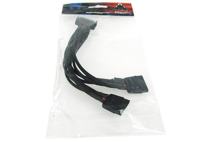 Phobya 5-Pin SATA Power to 2x 5-Pin SATA Power Splitter Cable - 15cm | Black (87291)