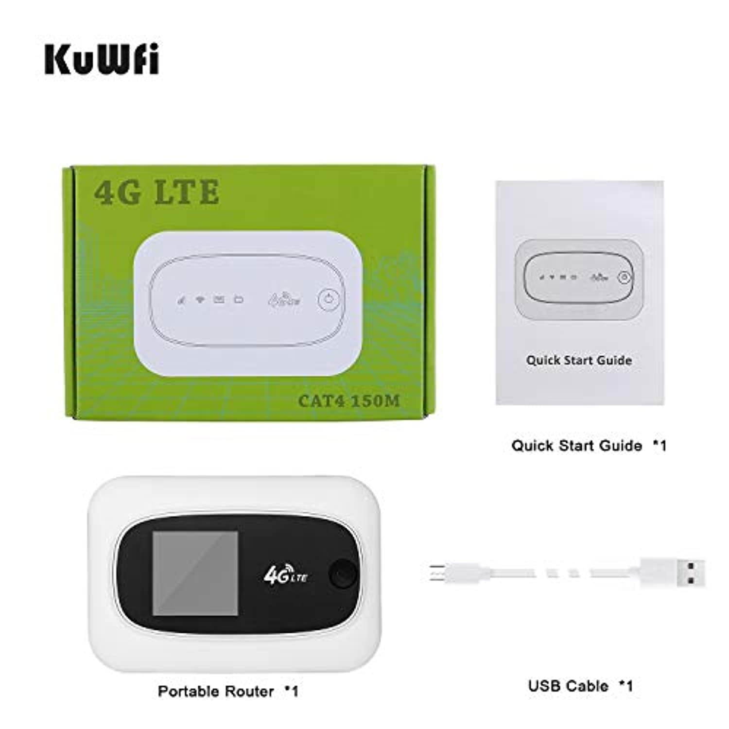 KuWFi High Speed Wireless Pocket Router, 4G Mini LTE Router with SIM Card Slot 4G Mobile WiFi Hotspot for Asia Europe Africa North America Oceania - Global