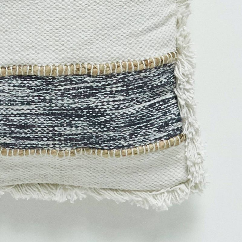 14"x34" Elegance Striped Throw Pillow with Frayed Edge Natural/Navy - Patina Vie
