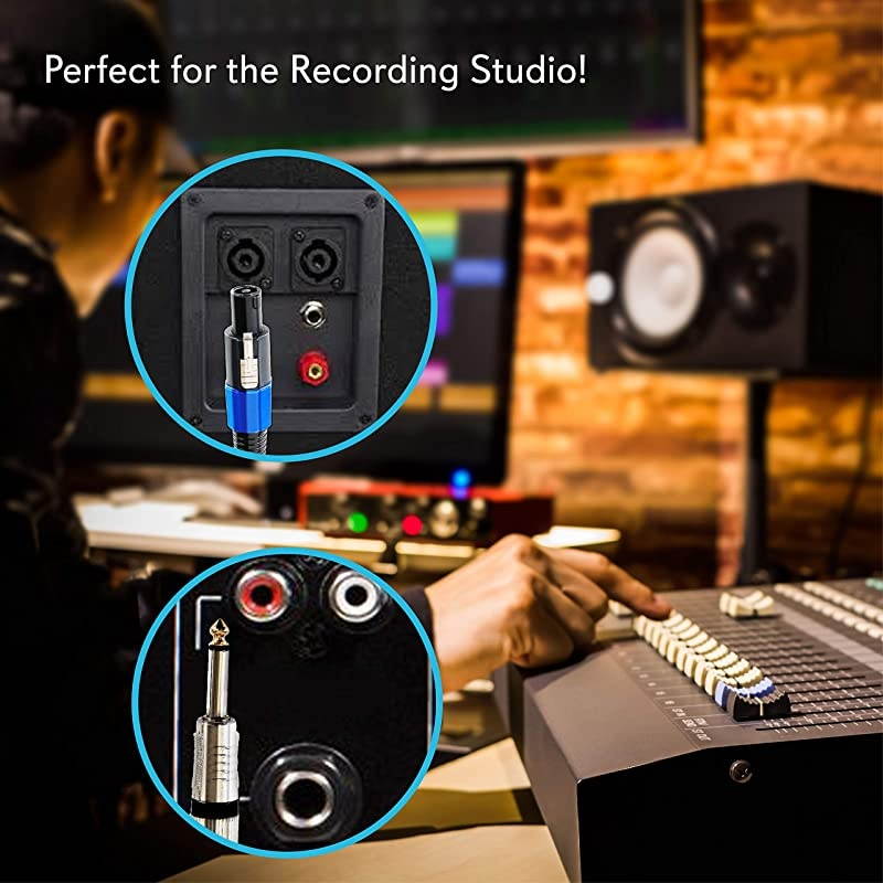 Speakon to 1/4" Audio Connection Cord - Speakon Connector to 1/4 Inch Male 15 ft 12 Gauge Black Heavy Duty Professional Speaker Cable Wire - Delivers Sound -  Pro PPSJ15