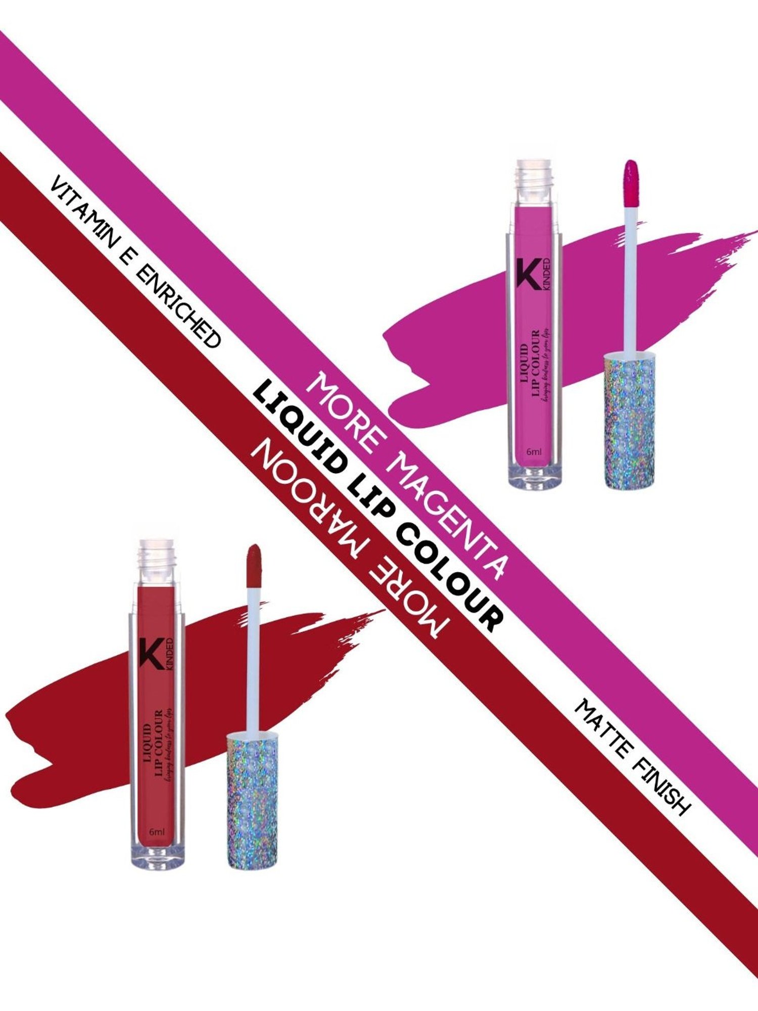 KINDED Liquid Lip Colour 02 More Magenta & 09 More Maroon Combo