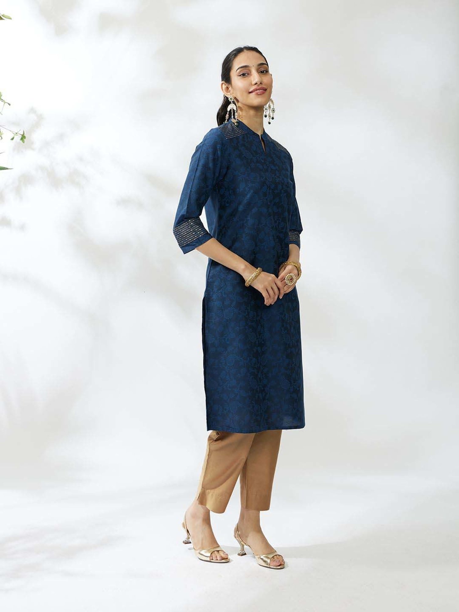 Daali Blue Printed Straight Kurta