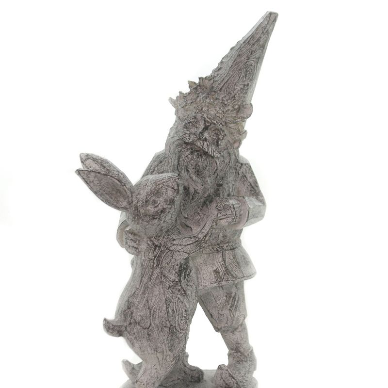 Home & Garden 14.75" Gnome With Rabbit Statue Bunny Yard Decor Allstate  -  Decorative Figurines