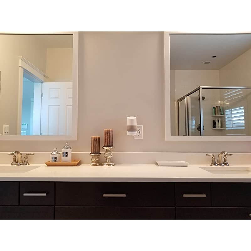 Smart Home Outlet Shelf Hidden Cord Storage and Extra Custom Short Cords Great for Google Home Nest Security Cameras Smart Speakers and more