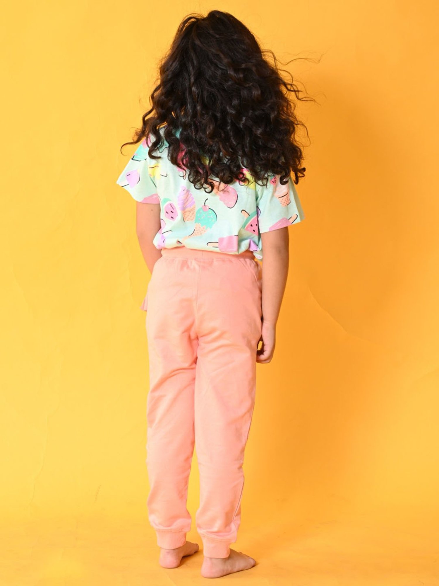 Anthrilo Kids Aqua Blue & Peach Cotton Printed T-Shirt Set