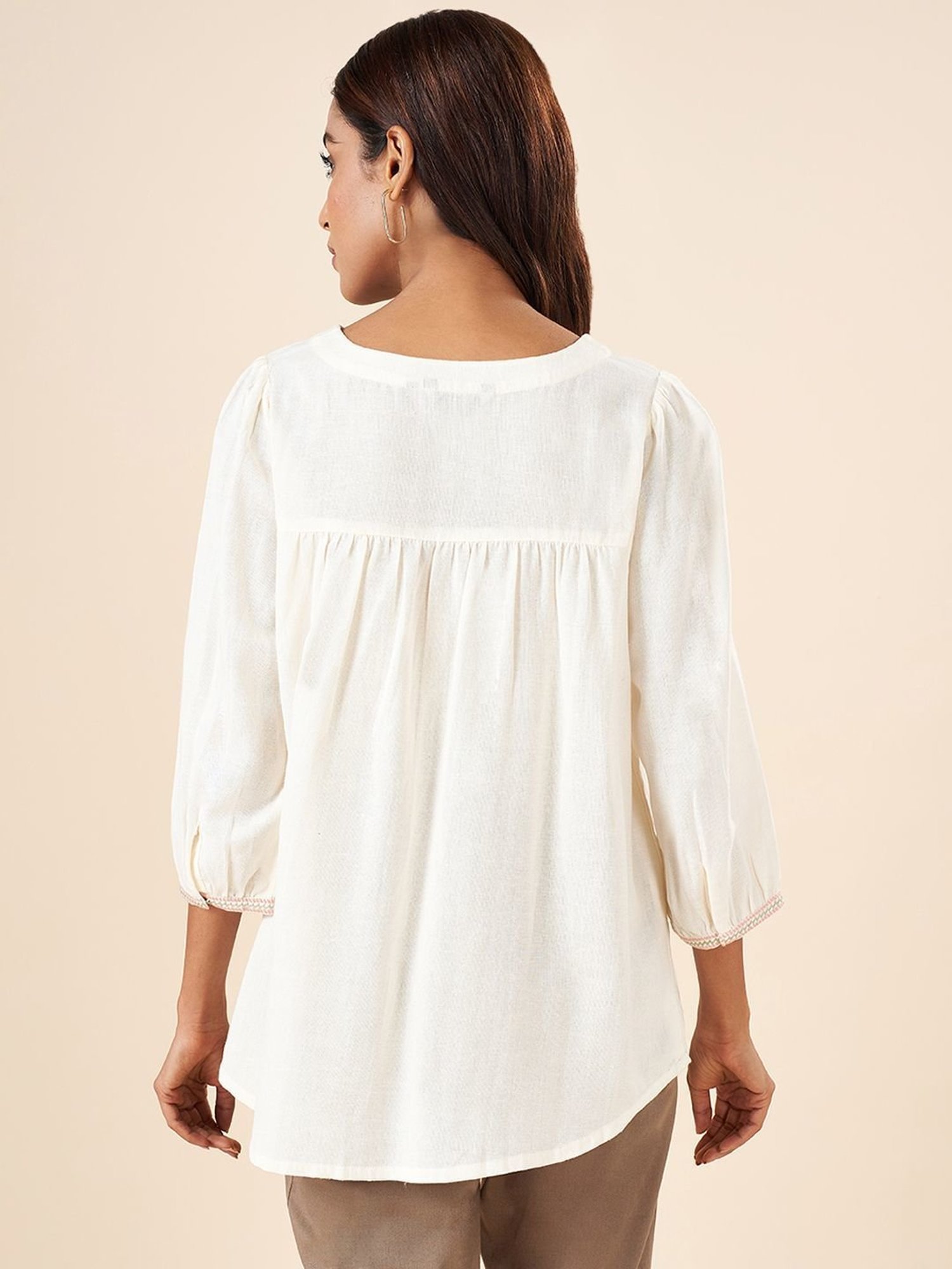Akkriti by Pantaloons White Embroidered Tunic