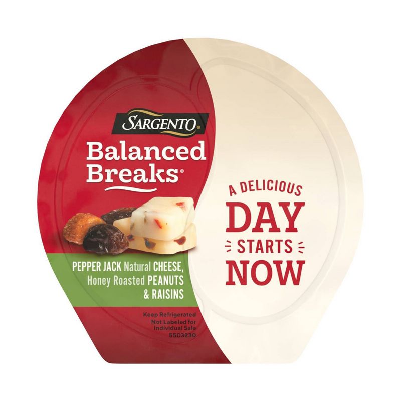 Sargento Balanced Breaks Pepper Jack Cheese, Honey Roasted Peanuts & Raisins - 3pk/1.5oz