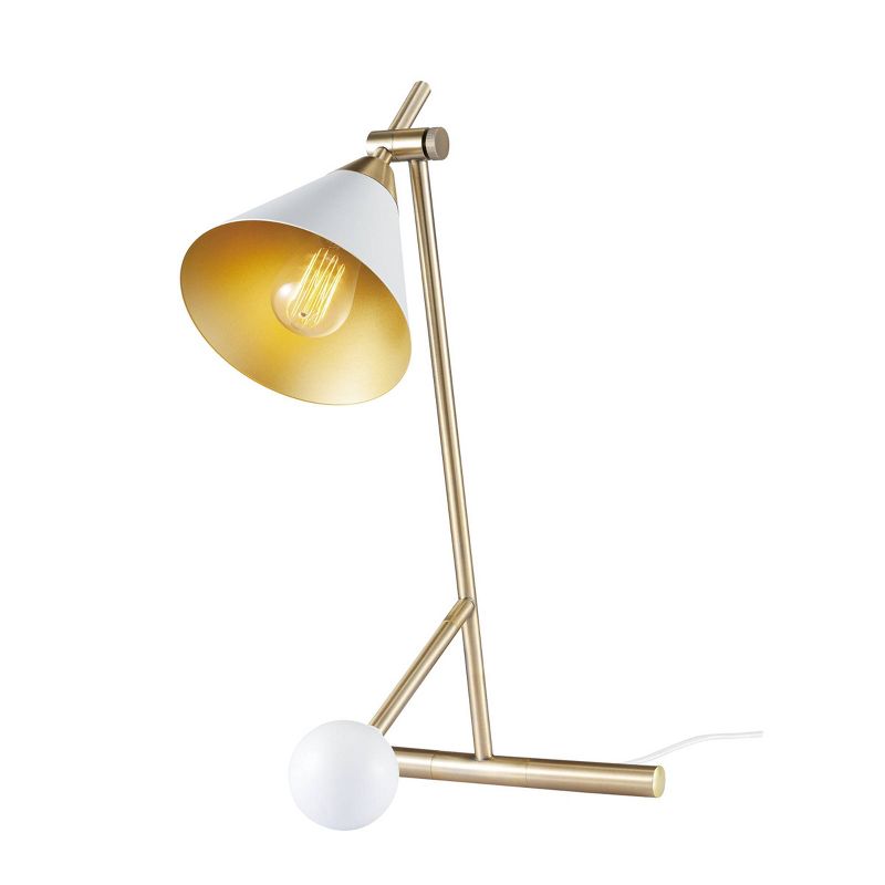 22" Zelda Matte White Desk Lamp with Gold Accents and White Fabric Cord - Novogratz x Globe
