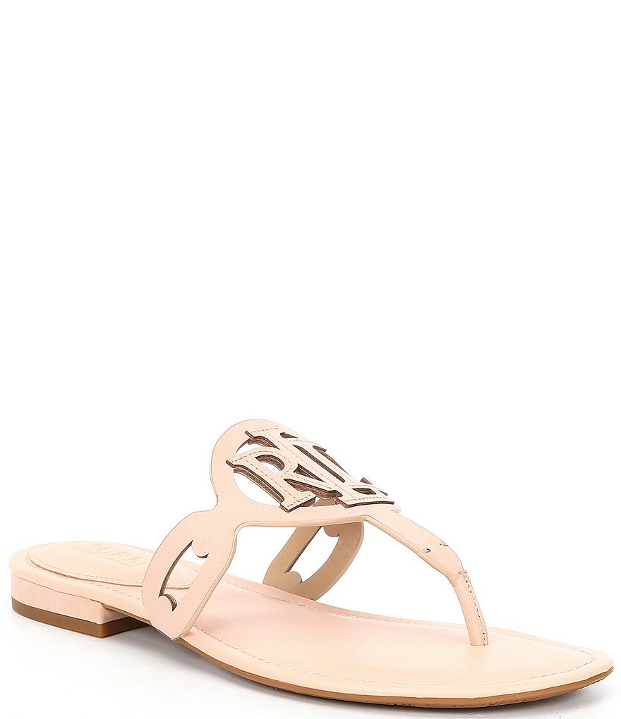Lauren Ralph Lauren Audrie Leather Logo Thong Sandals