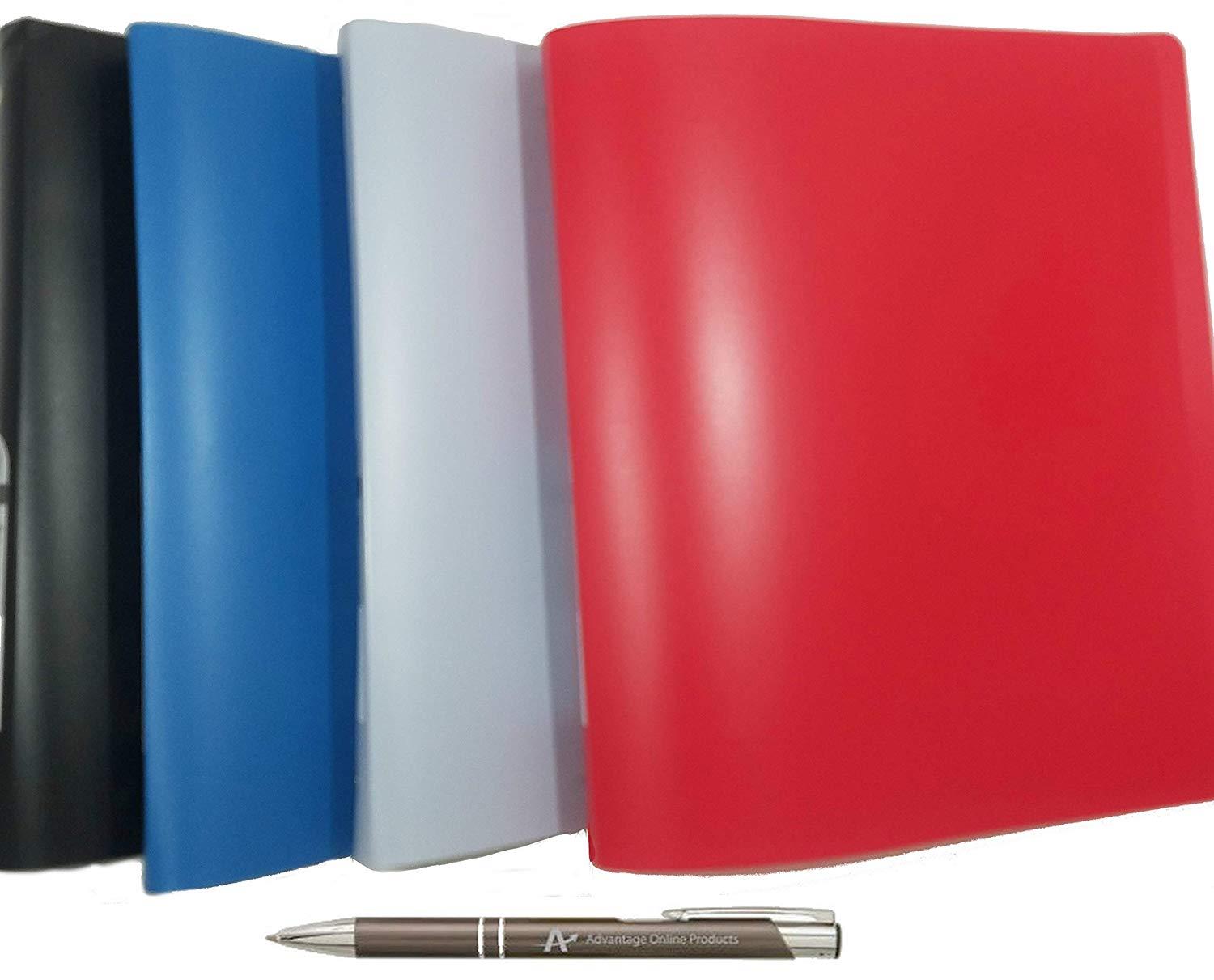 Wilson Jones ACCOHIDE Round Ring Binder, 19 Pt, 1 inch Capacity, 4-Pack Assorted Colors, 40510D, Plus Bonus AdvantageOP Custom Retractable Gunmetal Pen