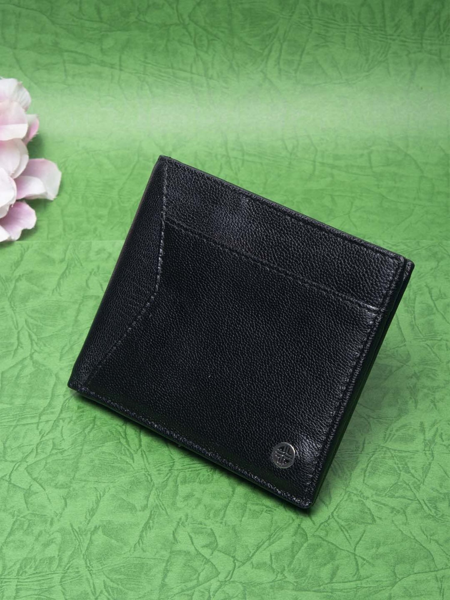 Carlton London Black Formal Leather Bi-Fold Wallet For Men