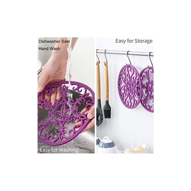 Trivet Mat - Non-Slip & Heat Resistant Kitchen Hot Pads for Countertops & Table - Kitchen Trivets for Hot Dishes & Cookware - Hot Pot Holder for Pots & Pans - Lime Green,Set of 3