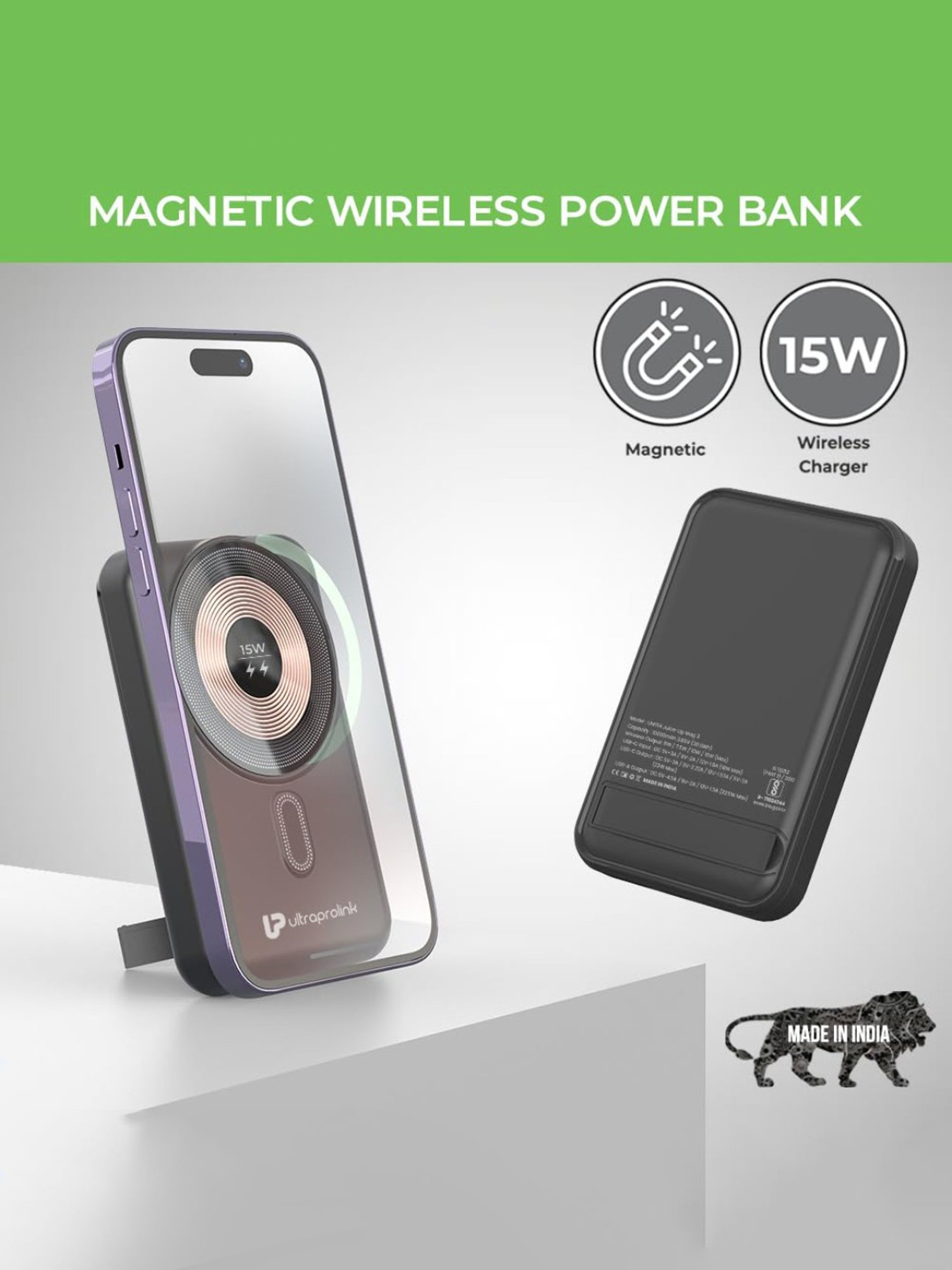 ULTRAPROLINK UM1114 10000 mAh Wireless Magnetic Mag-Safe Power Bank (Black)
