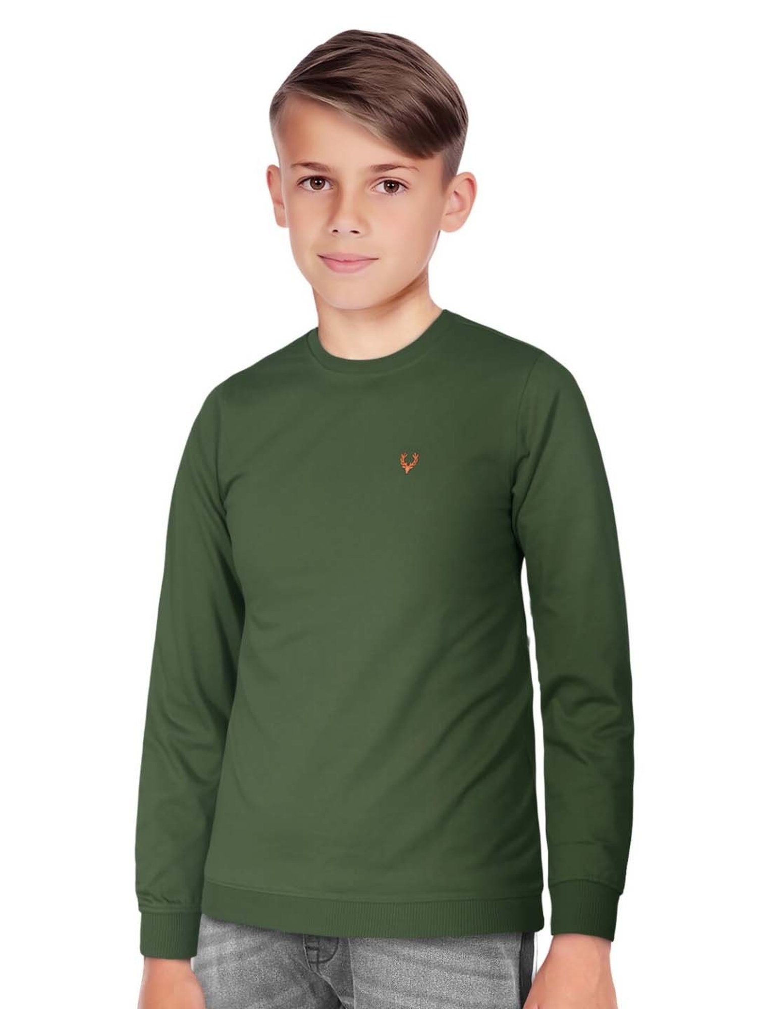 Allen Solly Junior Olive Logo Full Sleeves Sweatshirt