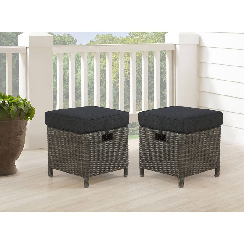 Newbury Premium Grade A Teak Wood Patio Ottoman White - Modway