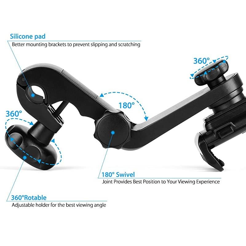 Car Headrest Mount,  Car Headrest Tablet Holder for iPad Pro/Air/Mini,Kindle Fire HD,Nintendo Switch,iPhone&Other Smartphones Stand Cradle Bracket Holder for 4&rsquo;&rsquo;-9&rsquo;&rsquo;with 360&deg; Angle-Adjustable